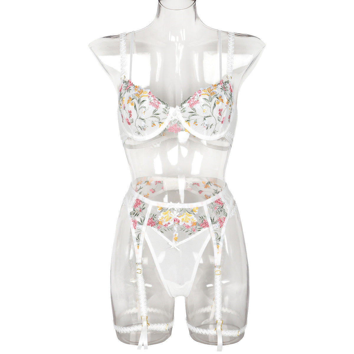 Saint Floral Embroidery Double Strap Lingerie