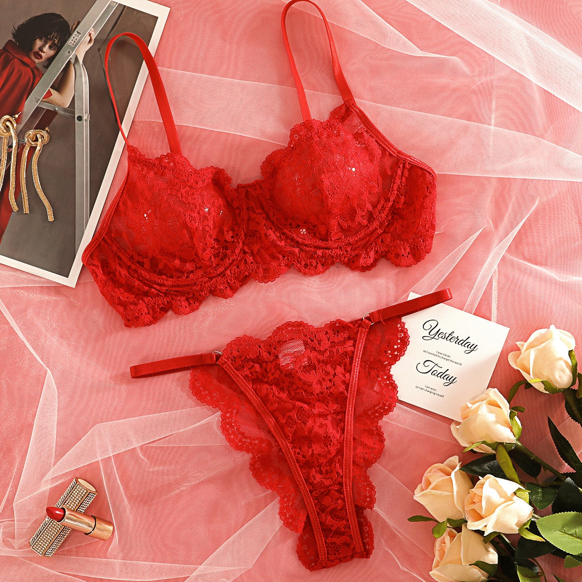 Ethereal Lace Sheer Set