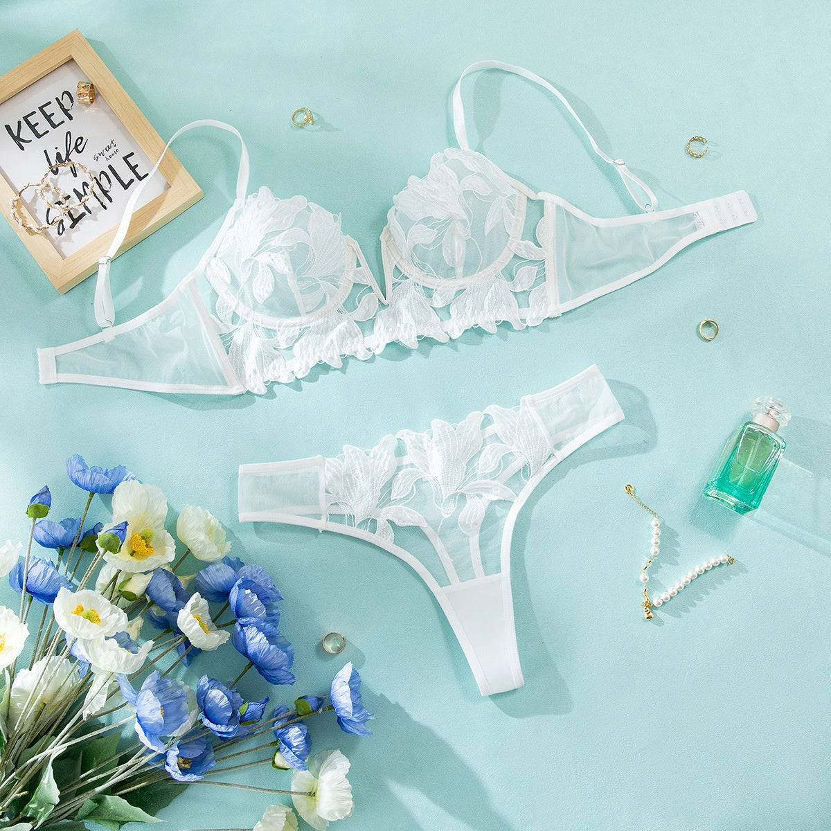 Ethereal Mesh Bra Set