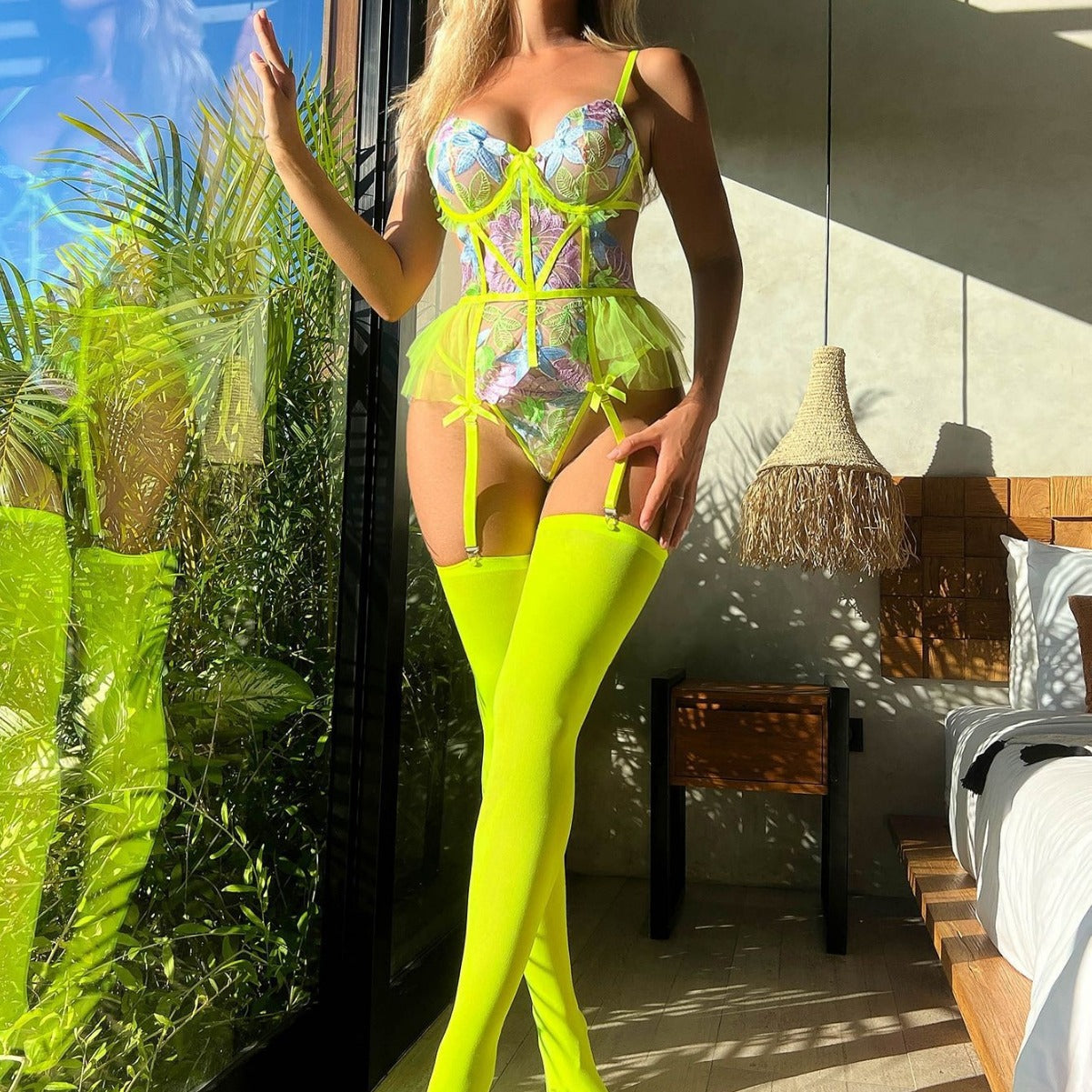 Blossom Curve Mesh Jumpsuit