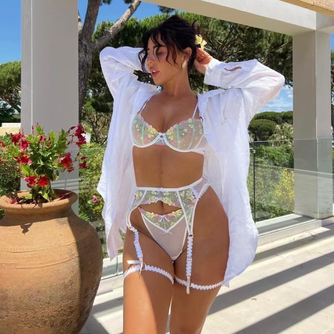 Saint Floral Embroidery Double Strap Lingerie