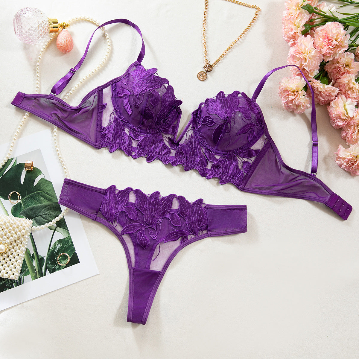 Ethereal Mesh Bra Set