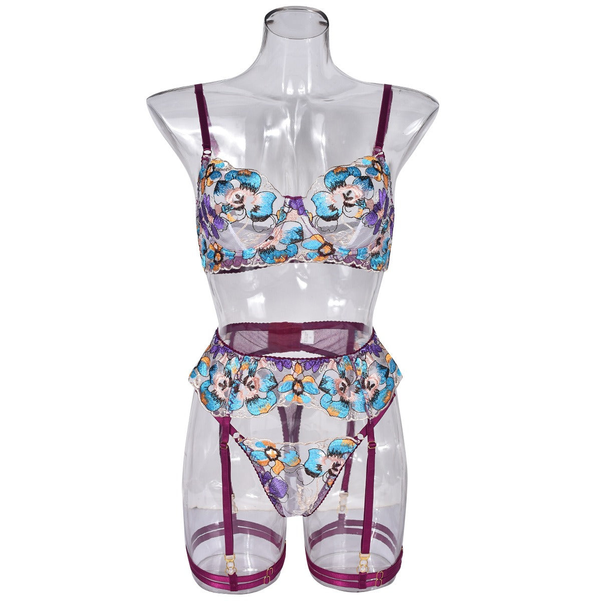Temptress Embroidered Four-Piece Set
